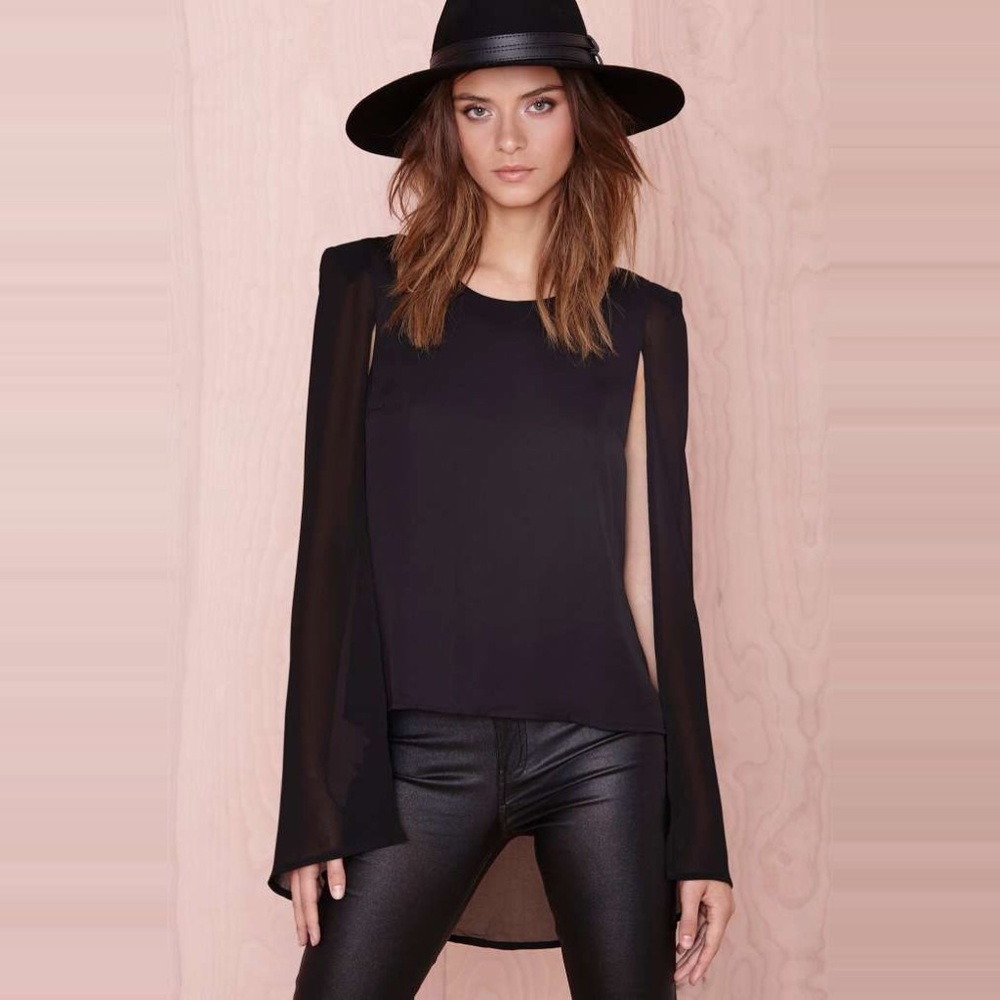 ๐ฅ CLEARANCE Sleeveless Chiffon Faux Cape Blouse - Picture 3 of 8